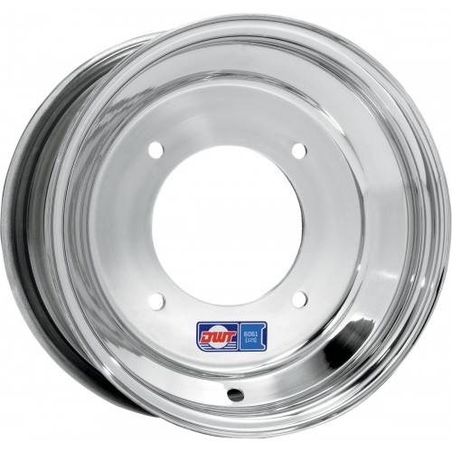 DWT Llanta Delantera DWT Etiqueta AZUL 10X5 4/144 2+3 Aluminio Plata STANDARD-LIP Llantas Quad