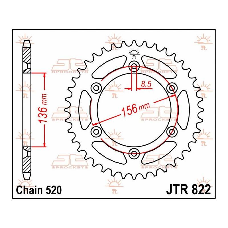JT SPROCKETS Corona Acero JT Beta / Gas Gas / Husqvarna 822.44 44 Dientes Coronas