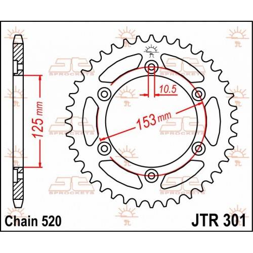 JT SPROCKETS Corona Acero JT Honda CRF 250L / XR 250/600/650 301.40 40 Dientes Coronas