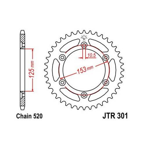 JT SPROCKETS Corona Acero JT Honda CRF 250L / XR 250/600/650 301.39 39 Dientes Coronas