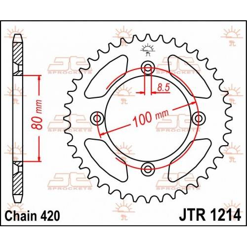JT SPROCKETS Corona Acero JT Honda CRF 70/80/100F R 80R 1214.38 38 Dientes Coronas