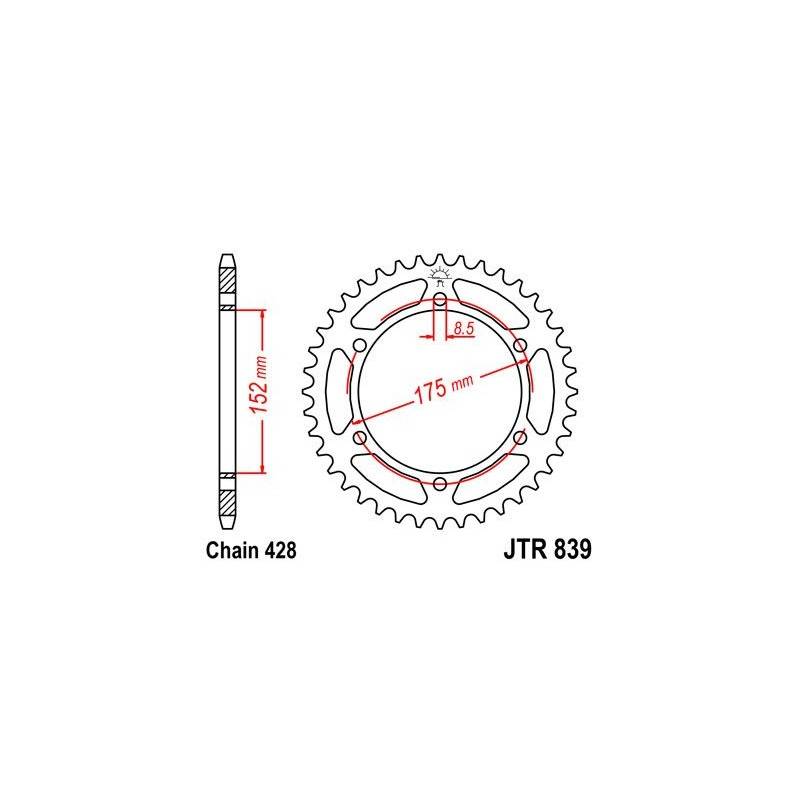 JT SPROCKETS Corona Acero JT Yamaha WR 125 R/X (09-16) 839.51 51 Dientes Coronas