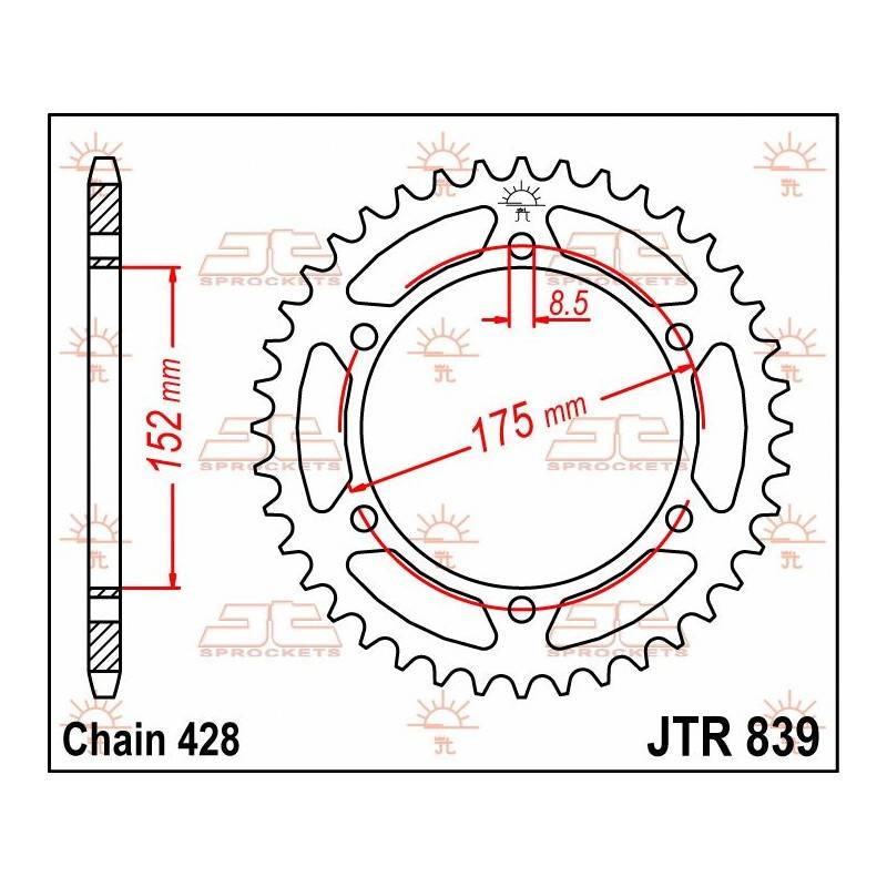 JT SPROCKETS Corona Acero JT Yamaha WR 125 R/X (09-16) 839.52 52 Dientes Coronas