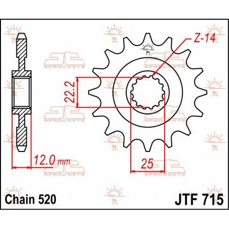 JT SPROCKETS Piñón JT Gas Gas 715.12 12 Dientes Piñones
