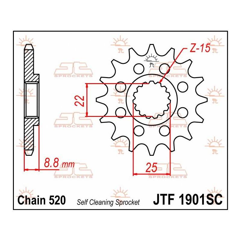 JT SPROCKETS Piñón JT KTM / Husqvarna / Beta / Husaberg / Polaris 1901.15 SC 15 Dientes Piñones