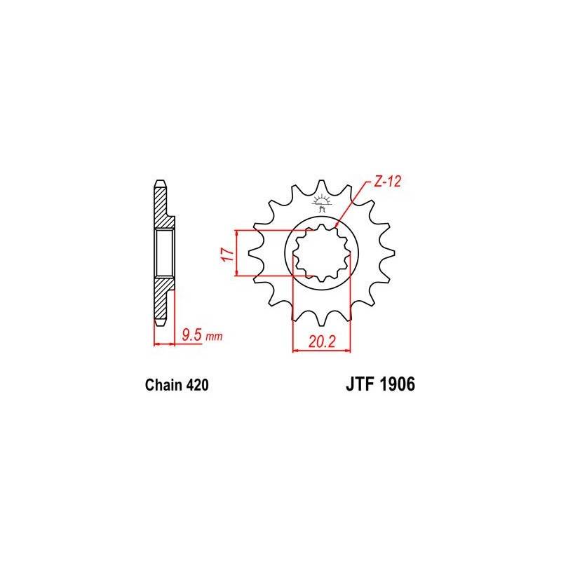 JT SPROCKETS Piñón JT KTM SX 65 Husqvarna TC 65 1906.15 15 Dientes Piñones