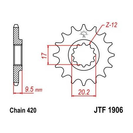 JT SPROCKETS Piñón JT KTM SX 65 Husqvarna TC 65 1906.15 15 Dientes Piñones