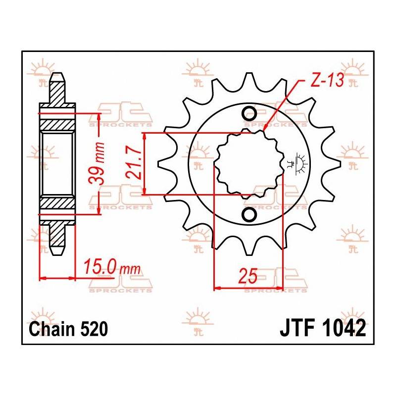 JT SPROCKETS Piñón JT Kymco KXR 250 / MXU 250 / Maxxer 300 1042.14 14 Dientes Piñones