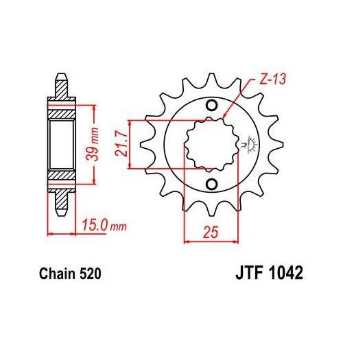 JT SPROCKETS Piñón JT Kymco KXR 250 / MXU 250 / Maxxer 300 1042.16 16 Dientes Piñones