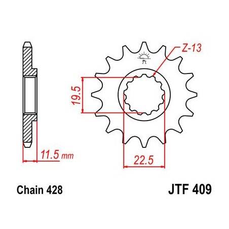 JT SPROCKETS Piñón JT Suzuki DRZ 125 / Kawasaki KLX 125 409.15 15 Dientes Piñones