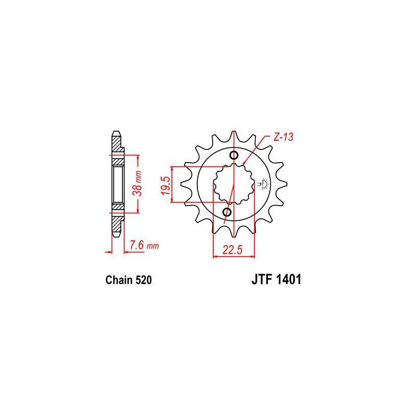 JT SPROCKETS Piñón JT Suzuki LTZ 400 / LTR 450 1401.16 16 Dientes Piñones