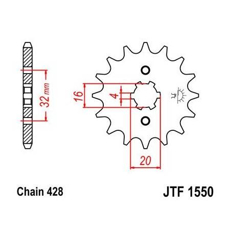 JT SPROCKETS Piñón JT Yamaha WR 125 R/X (09-16) 1550.13 13 Dientes Piñones