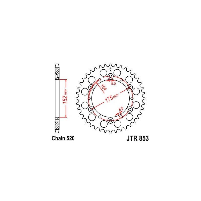 JT SPROCKETS Corona Acero JT Yamaha Banshee/Blaster/Raptor 660/Warrior 853.38 38 Dientes Coronas