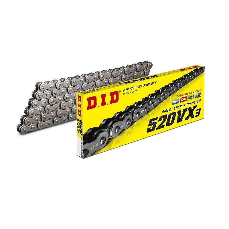 D.I.D Cadena de Transmisión DID Reforzada 520 VX3 X 106 con Retenes Cadenas Transmisión