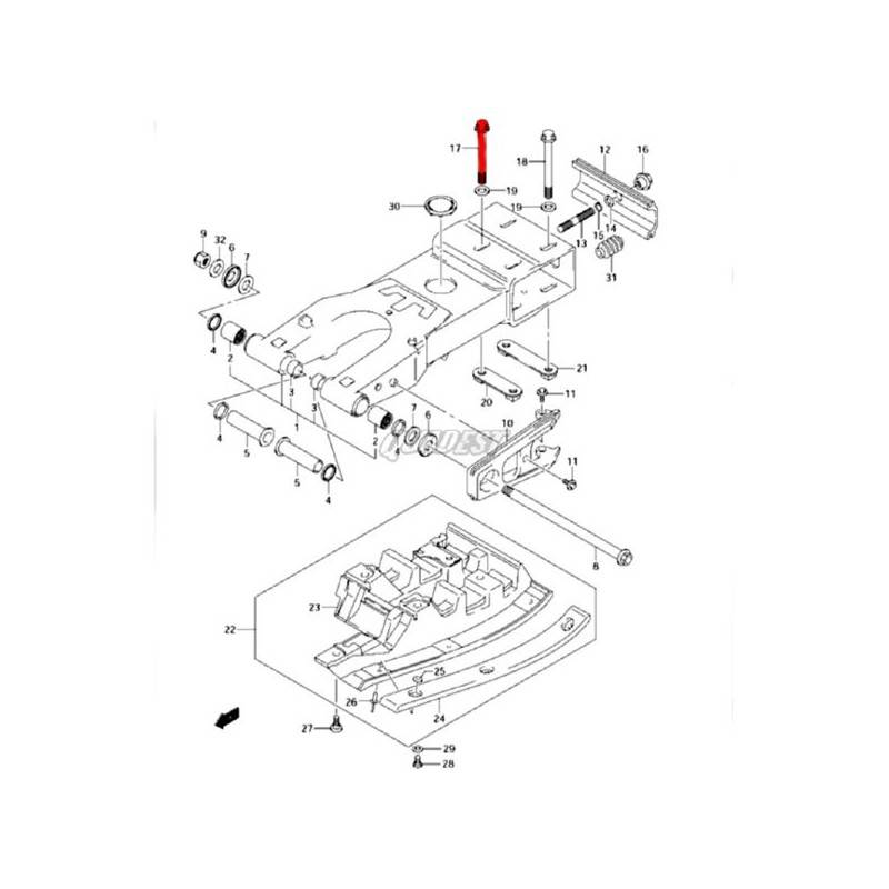 SUZUKI Tornillo Buje Largo Original Suzuki LTZ 400 (Nº17) Suzuki LTZ 400