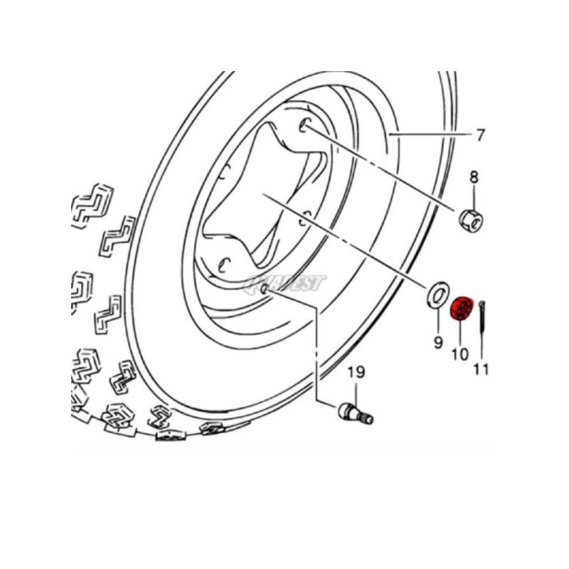 KAWASAKI Tuerca Central Rueda Delantera Original Suzuki LTZ 400 / Kawasaki KFX 400 Suzuki LTZ 400
