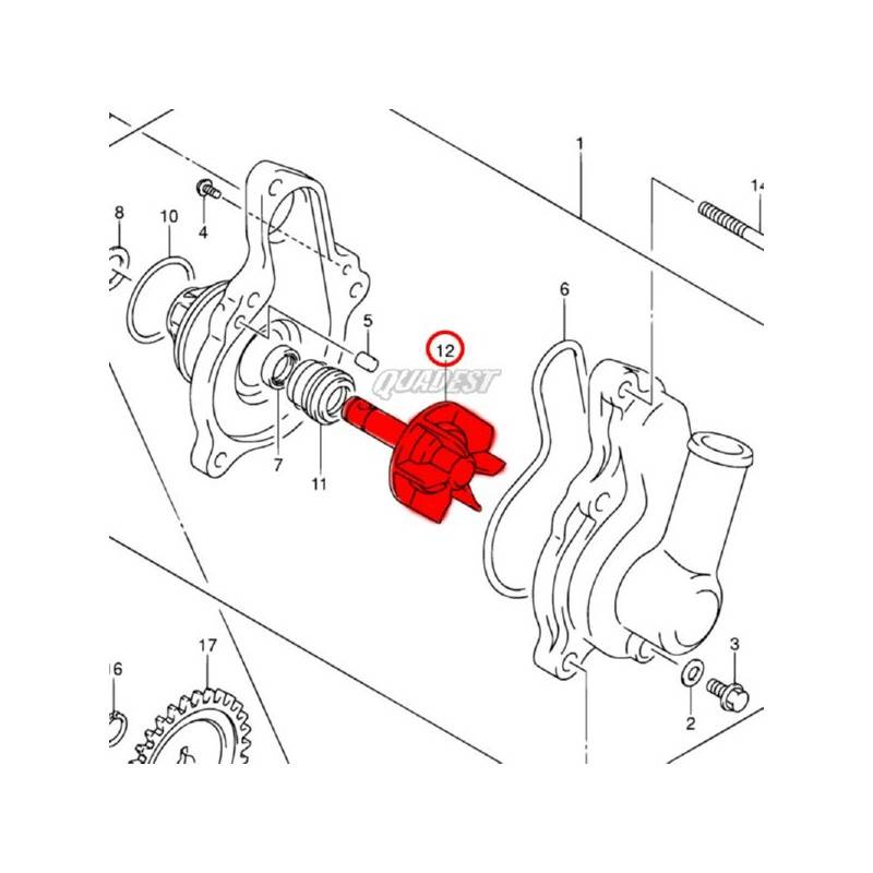 SUZUKI Eje Ventilador Bomba Agua Original Suzuki LTZ 400 (04) Suzuki LTZ 400